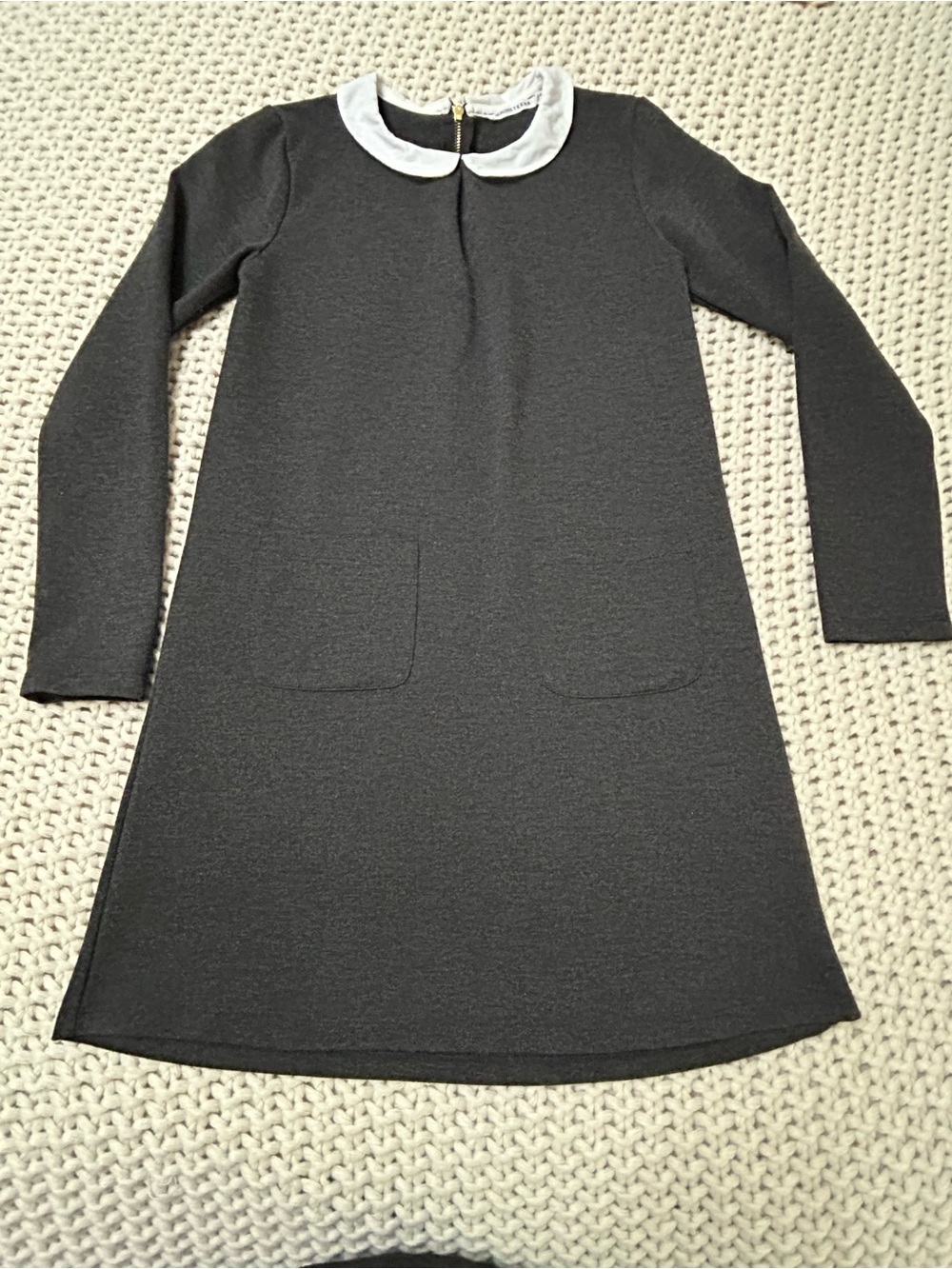 Monoprix Teen Girls Black Dress with White Peter Pan Collar Size kids 12